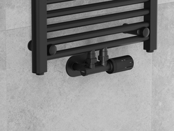 Mexen G05 ъглов термостатичен комплект с покритие R, Duplex, DN50, черен - W907-958-905-70