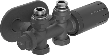 Mexen G05 термостатичен комплект ъглов/прав с покривна част R, Duplex, DN50, антрацит - W908-958-905-66