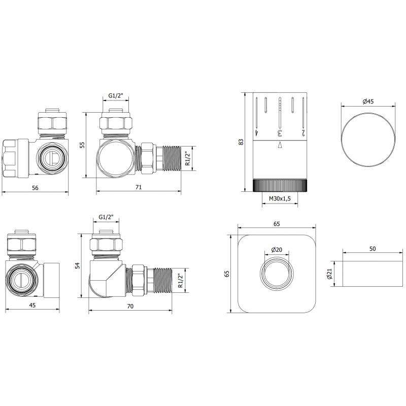 Mexen G05 термостатичен осев комплект с маскировка S, черен - W903-958-909-70