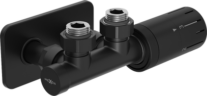 Mexen G05 ъглов термостатичен комплект с розетка S, Duplex, DN50, черен - W907-958-910-70