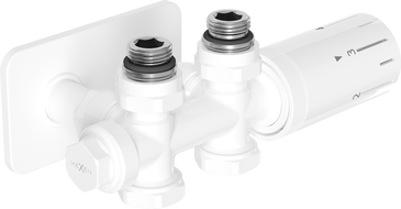 Mexen G05 термостатичен комплект ъглов/прав с облицовка S, Duplex, DN50, бял - W908-958-910-20