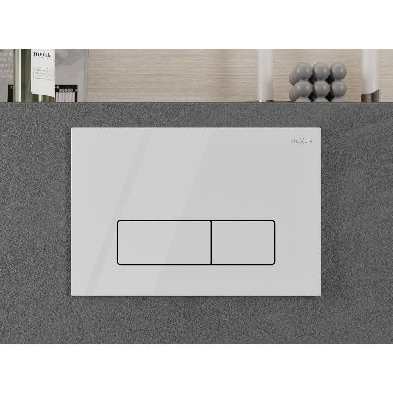 Mexen Fenix 13 бутон за промиване Slim, бял лъскав - 601300