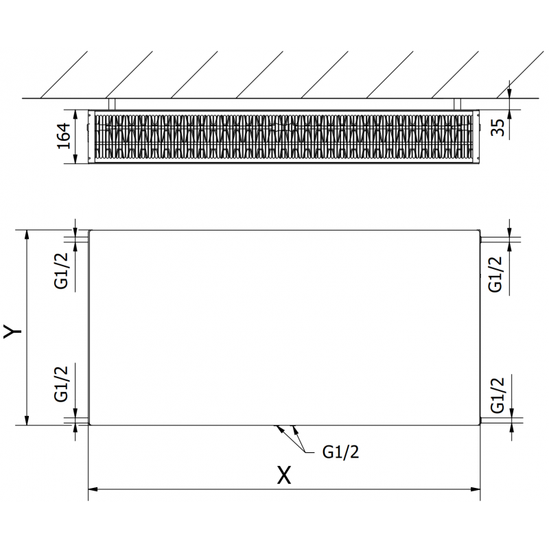 Mexen Flat CCF33 радиатор панелен 500 x 1100 mm, долно централно свързване, 2091 W, антрацит - W6C33F-050-110-66