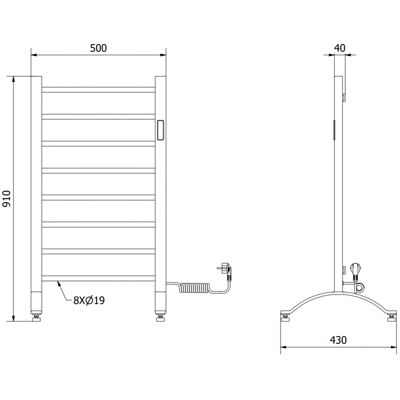 Mexen Oso електрически радиатор 2в1 стоящ 910 x 500 mm, 200 W, черен - W304-0910-500-00-70