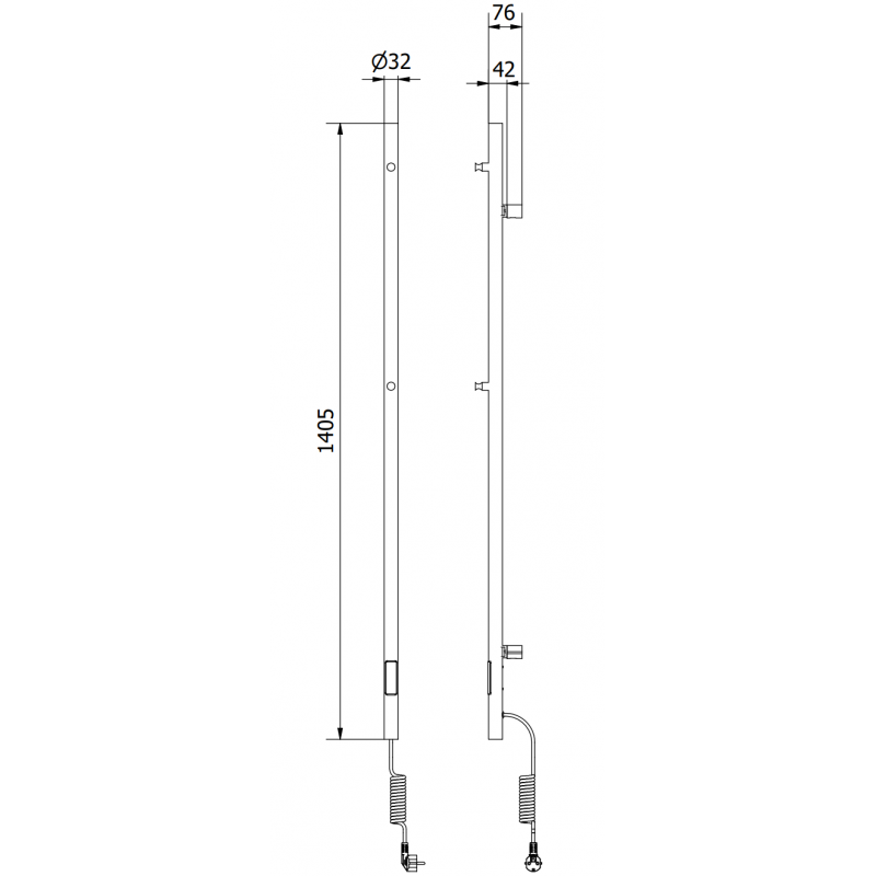 Mexen Pino електрически радиатор с закачалки за кърпи 1405 x 32 mm, 75 W, бял - W301-1405-032-00-20