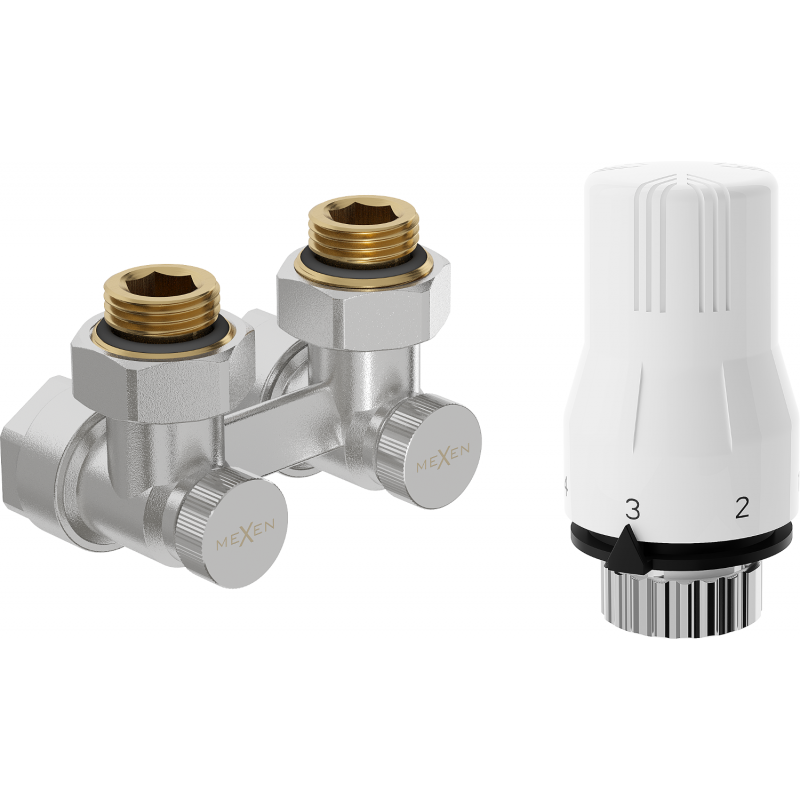 Mexen G02 двутръбен термостатичен комплект DN50, ъглов 1/2"x16 mm, никел - W911-016-928-01