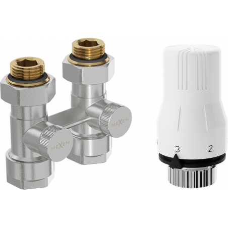 Mexen G02 термостатичен комплект двутръбен DN50, прав 1/2"x16 mm, никел - W912-016-928-01
