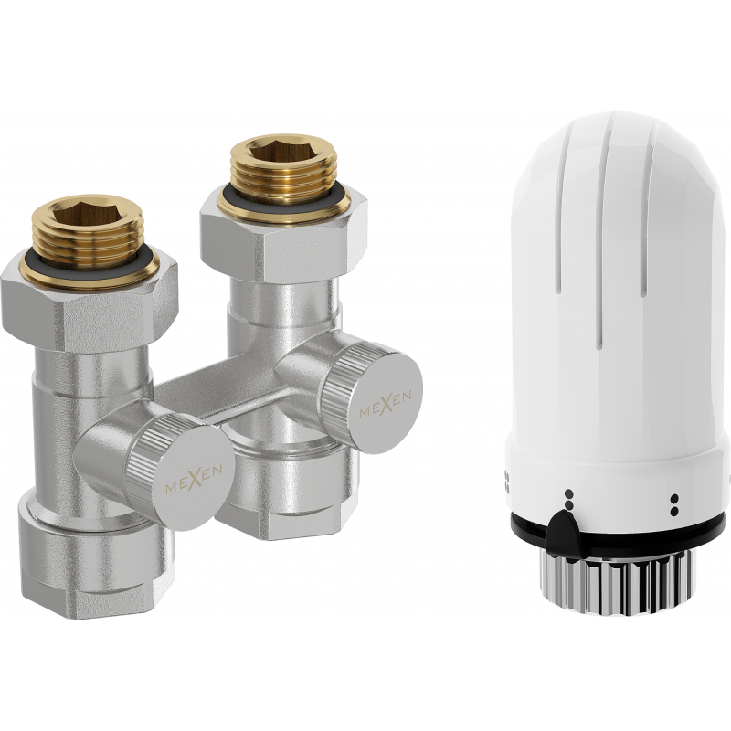 Mexen G03 двутръбен термостатичен комплект DN50, прав 1/2"x16 mm, никел - W912-016-938-01