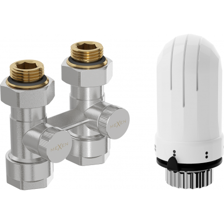 Mexen G03 двутръбен термостатичен комплект DN50, прав 1/2"x16 mm, никел - W912-016-938-01