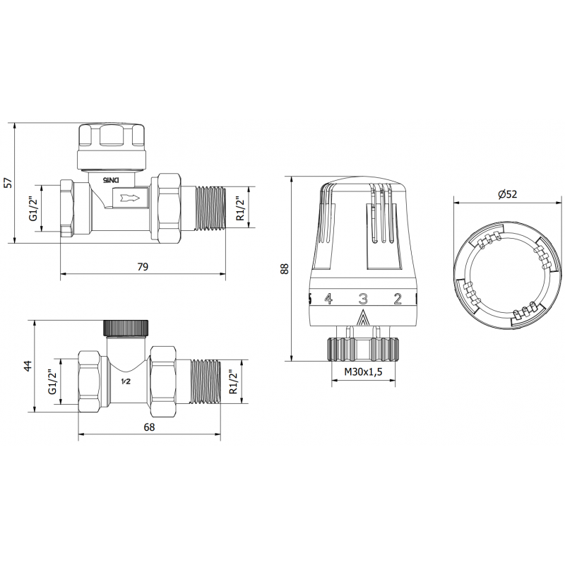 Mexen G01 термостатичен комплект, прав, никел - W914-012-918-01