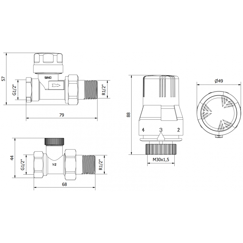 Mexen G02 термостатичен комплект прав, никел - W914-012-928-01