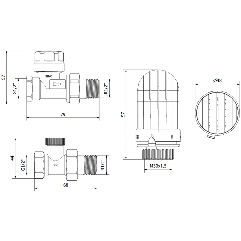 Mexen G03 прав термостатичен комплект, никел - W914-012-938-01