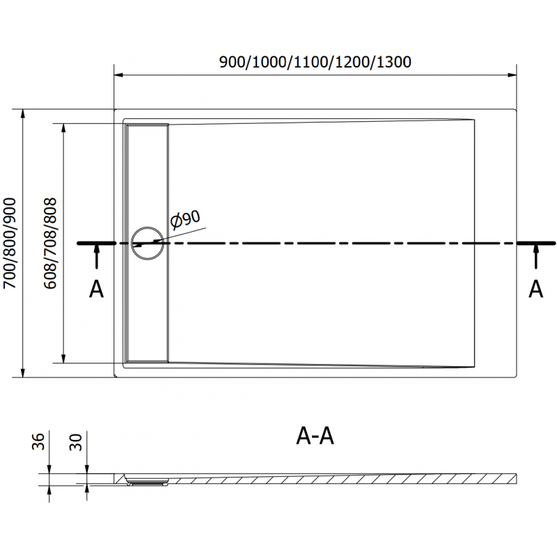 Mexen Amon правоъгълна душ корито SMC 130 x 70 cm, бял - 4F107013