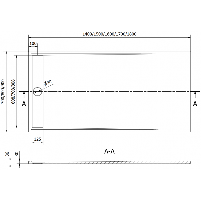 Mexen Amon правоъгълна корито SMC 180 x 90 cm, бял - 4F109018
