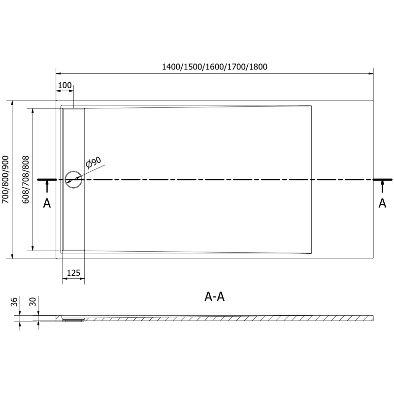 Mexen Amon правоъгълно душово корито SMC 150 x 80 см, черно - 4F708015
