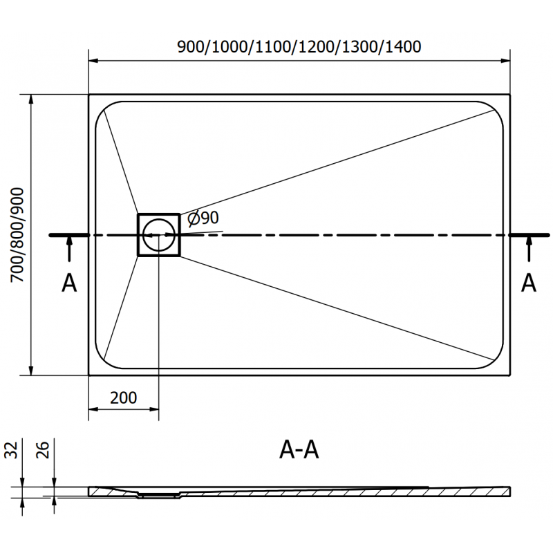 Mexen Bert правоъгълна душ кабина SMC 100 x 80 см, сива - 4K618010