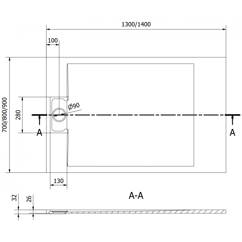 Mexen Otto правоъгълна душ корито SMC 140 x 90 см, черна - 4N709014