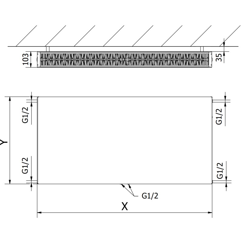 Mexen CCF22 Панелен радиатор Flat 300 x 1400 мм, долно централно свързване, 1261 W,