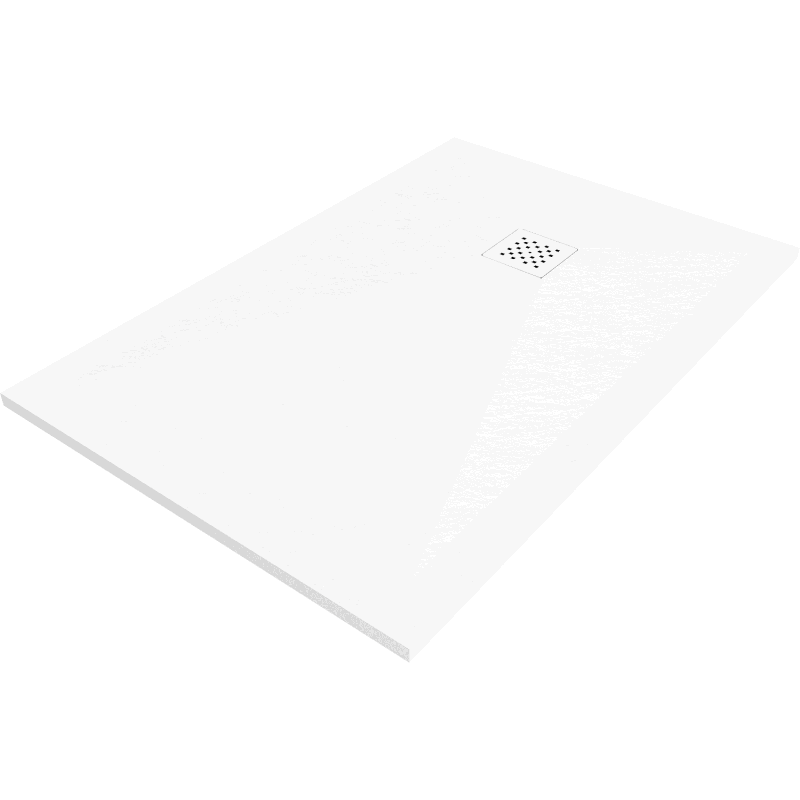 Правоъгълна композитна душова тава Mexen Stone+ 100 x 80 см, бяла, бела маскировка - 44108010-W