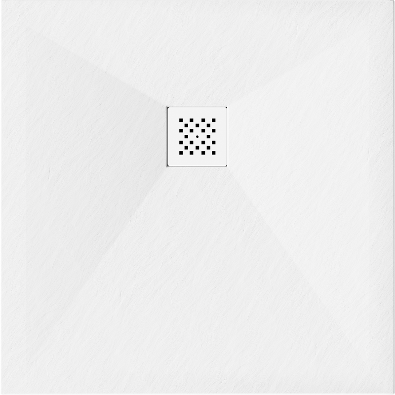 Mexen Stone+ композитен квадратен поддушов съд 90 x 90 см, бял, бяла маска - 44109090-W