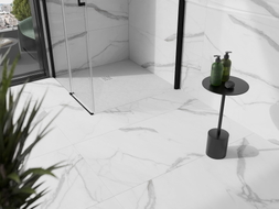 Mexen Stone+ квадратен композитен палет за душ 90 x 90 см, бял, бяла маскировка