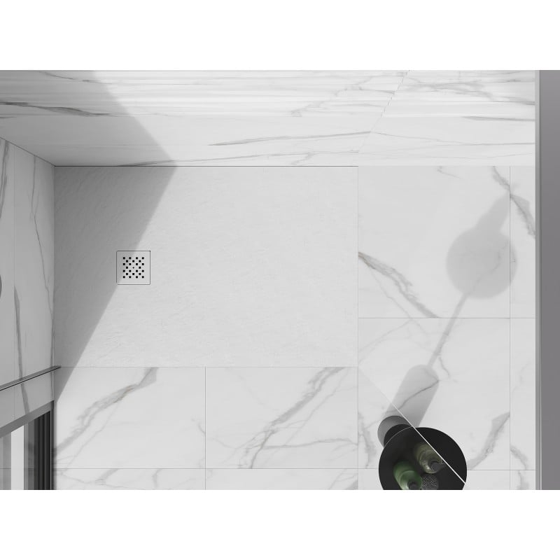 Mexen Stone+ композитен правоъгълен поддушов корито 100 x 90 см, бял, прикритие бяло - 44109010-W