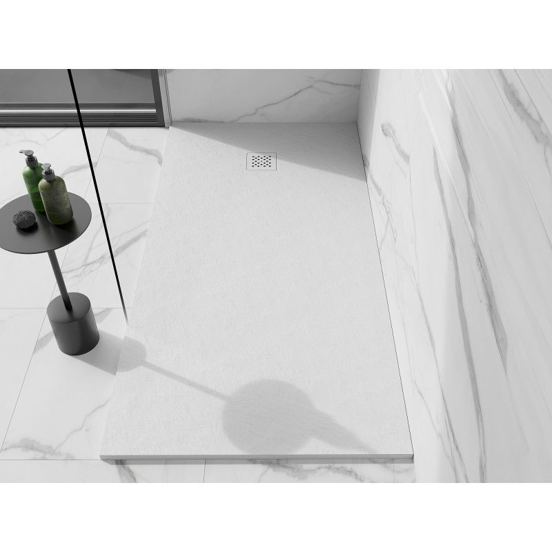 Mexen Stone+ композитен правоъгълен душ корито 180 x 90 см, бял, бяла решетка - 44109018-W