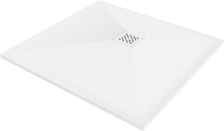 Mexen Stone+ квадратен композитен душ подложка 100 x 100 см, бял, с бяла