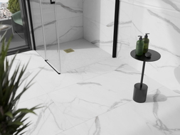 Mexen Stone+ квадратна композитна душ кабина 70 x 70 см, бяла, златна маска