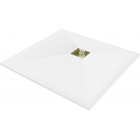 Mexen Stone+ квадратна композитна душ кабина 70 x 70 см, бяла, златна маска