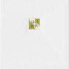 Mexen Stone+ композитен квадратен поддушов панел 70 x 70 см, бял, златен капак - 44107070-G