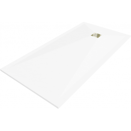 Mexen Stone+ квадратен композитен душ-басейн 200 x 100 см, бял, златен капак