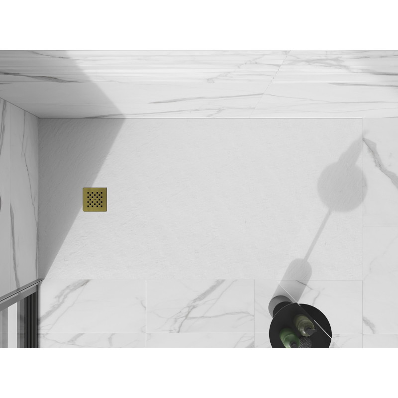 Mexen Stone+ правоъгълна композитна душ кабина 160 x 90 см, бяла, със златен