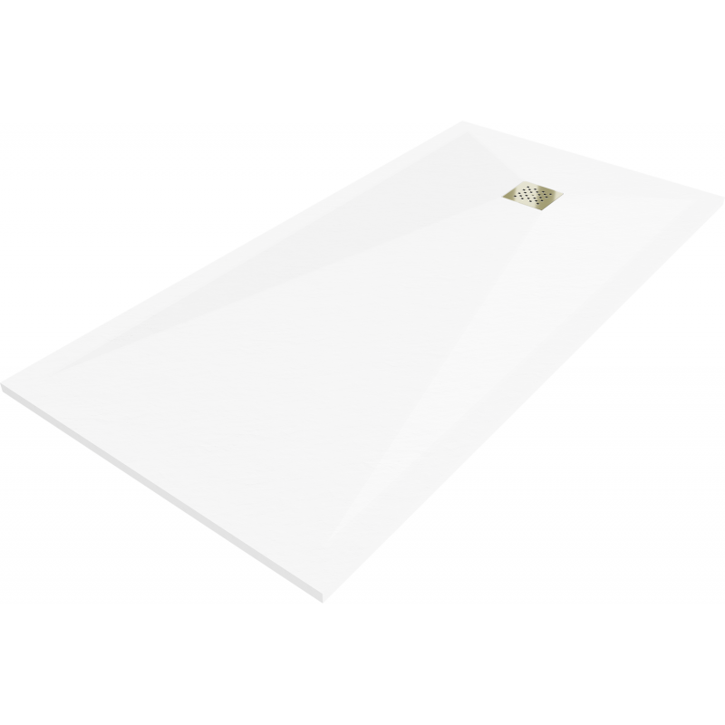 Mexen Stone+ правоъгълна композитна душ кабина 160 x 90 см, бяла, златна маскировка - 44109016-G