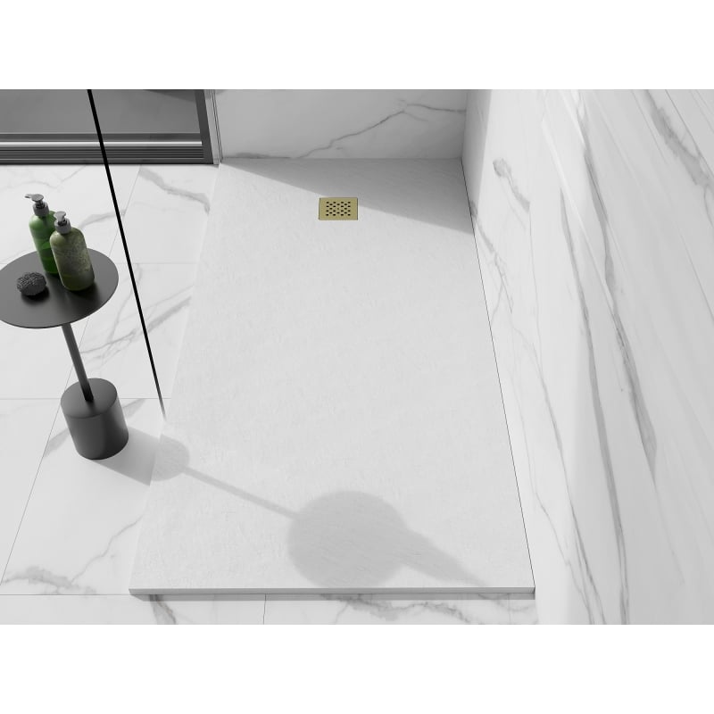 Mexen Stone+ правоъгълна композитна душ кабина 200 x 90 см, бяла, златна