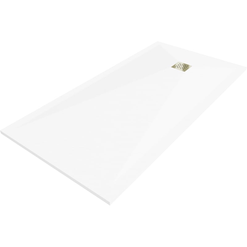 Mexen Stone+ правоъгълна композитна душ кабина 200 x 90 см, бяла, златна