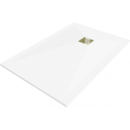 Mexen Stone+ правоъгълно композитно корито 110 x 90 см, бяло, златен капак