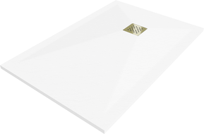 Mexen Stone+ композитен правоъгълен поддон 110 x 90 см, бял, златен капак - 44109011-G