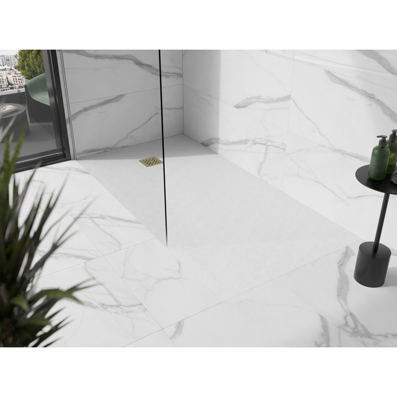 Mexen Stone+ правоъгълно композитно корито 180 x 70 см, бяло, със златна