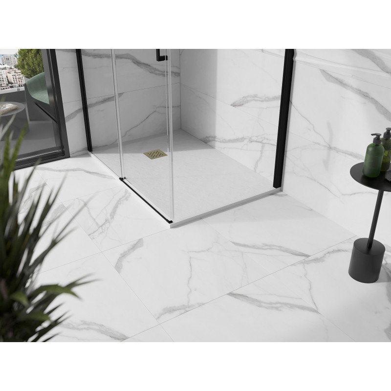 Mexen Stone+ правоъгълно композитно корито за душ 110 x 80 см, бяло, със златен