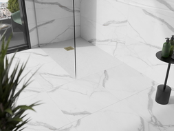Mexen Stone+ композитен правоъгълен душ 100 x 80 см, бял, капак злато - 44108010-G