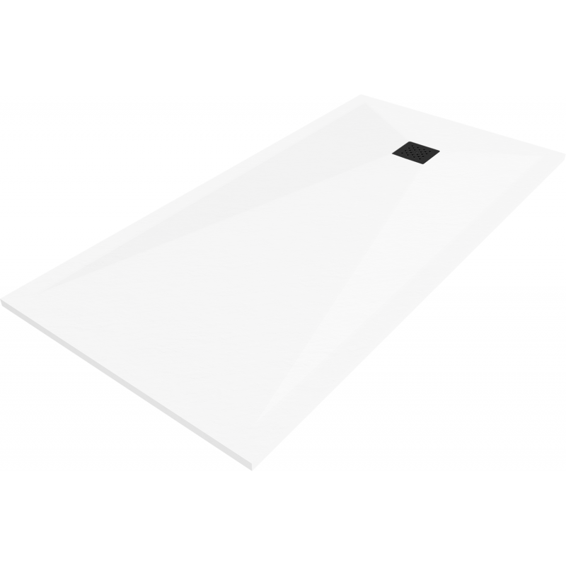 Mexen Stone+ композитен правоъгълен душ 160 x 80 см, бял, черен капак - 44108016-B