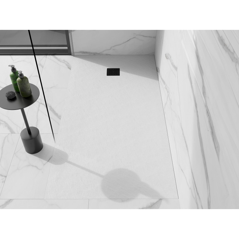 Mexen Stone+ правоъгълен композитен поддушов басейн 180 x 70 см, бял, черно