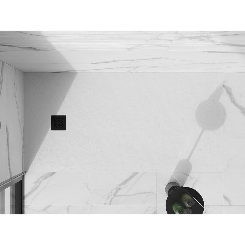 Mexen Stone+ композитен правоъгълен душ корито 180 x 70 см, бял, черен капак - 44107018-B