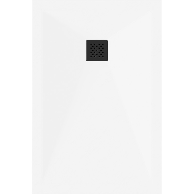 Mexen Stone+ правоъгълен композитен душ коритo 140 x 80 см, бяло, черна капачка