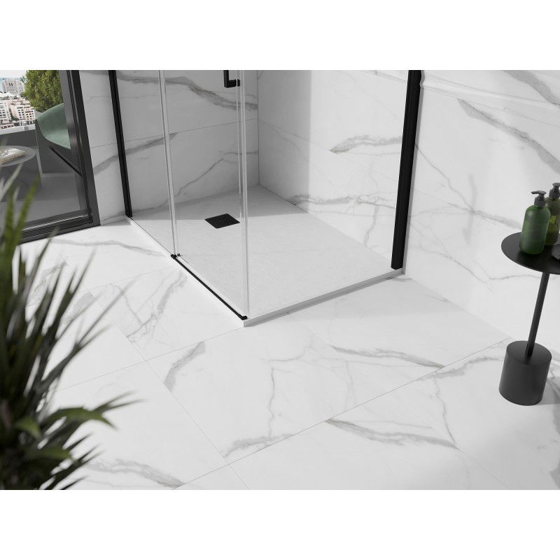 Mexen Stone+ композитен правоъгълен поддушов корито 140 x 90 cm, бял, черно покритие - 44109014-B