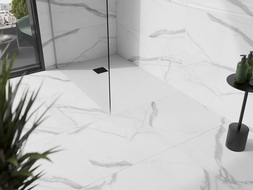 Mexen Stone+ композитен душ кабина правоъгълна 130 x 90 см, бяла, черна капачка - 44109013-B