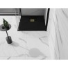 Mexen Stone+ композитен квадратен душ кабина 100 x 100 см, черен, капак златен