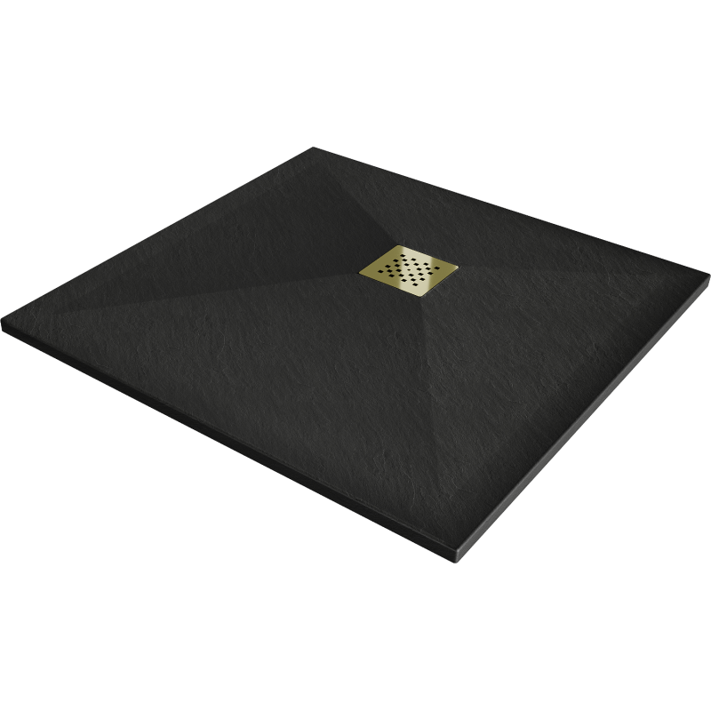 Mexen Stone+ композитен квадратен поддушов корито 100 x 100 см, черен, златно покритие - 44701010-G