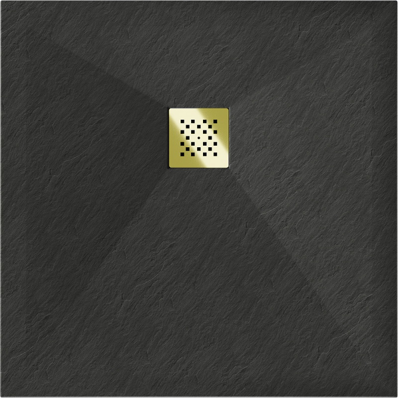 Mexen Stone+ квадратен композитен душ под 100 x 100 см, черен, маскировка в